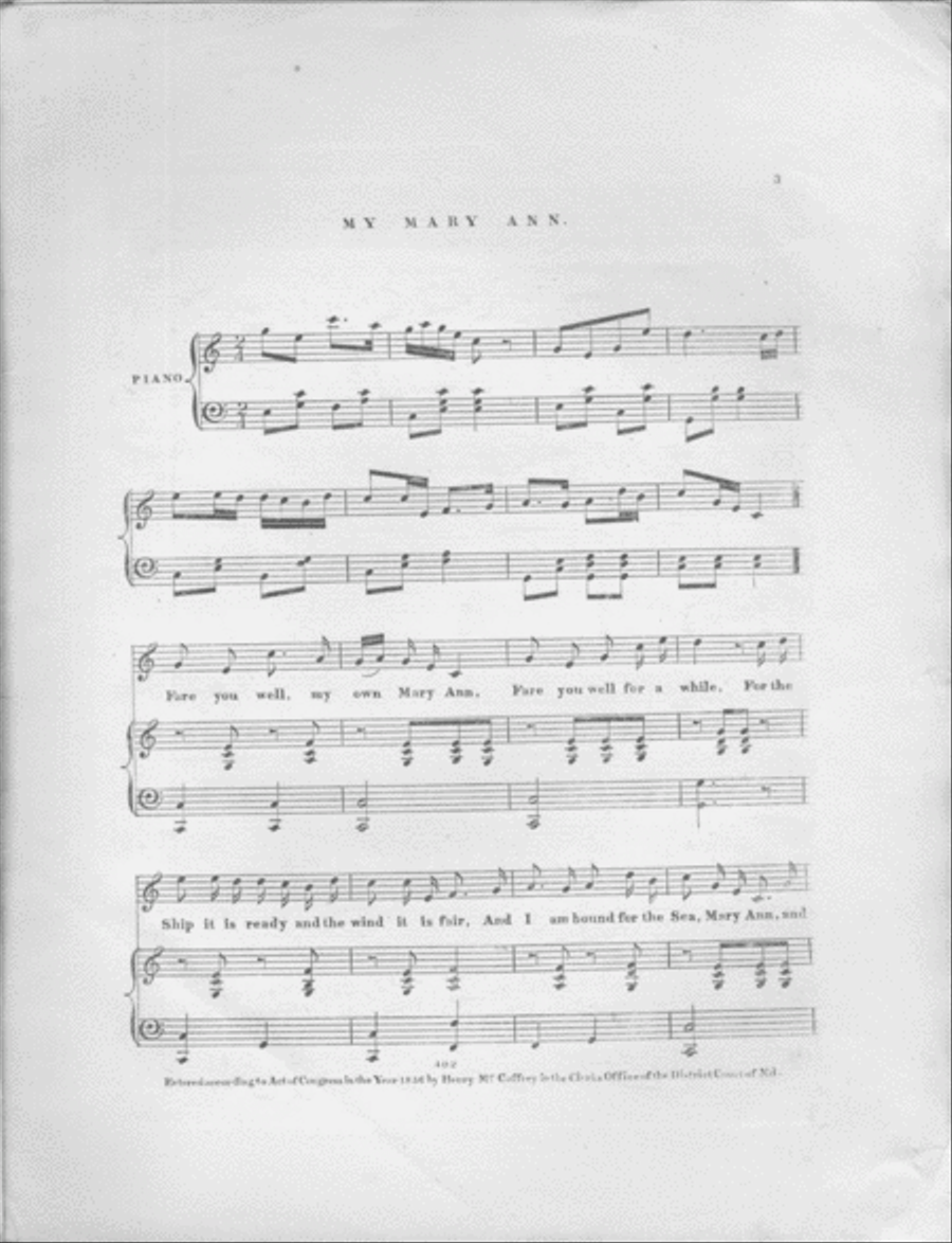 My Mary Ann. The Yankee Girl's Song Voice scores gallery preview page 2