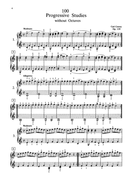 Czerny -- 100 Progressive Studies without Octaves, Op. 139