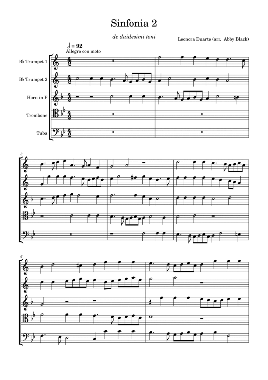 Sinfonia 2 a 5 Horn scores gallery preview page 1
