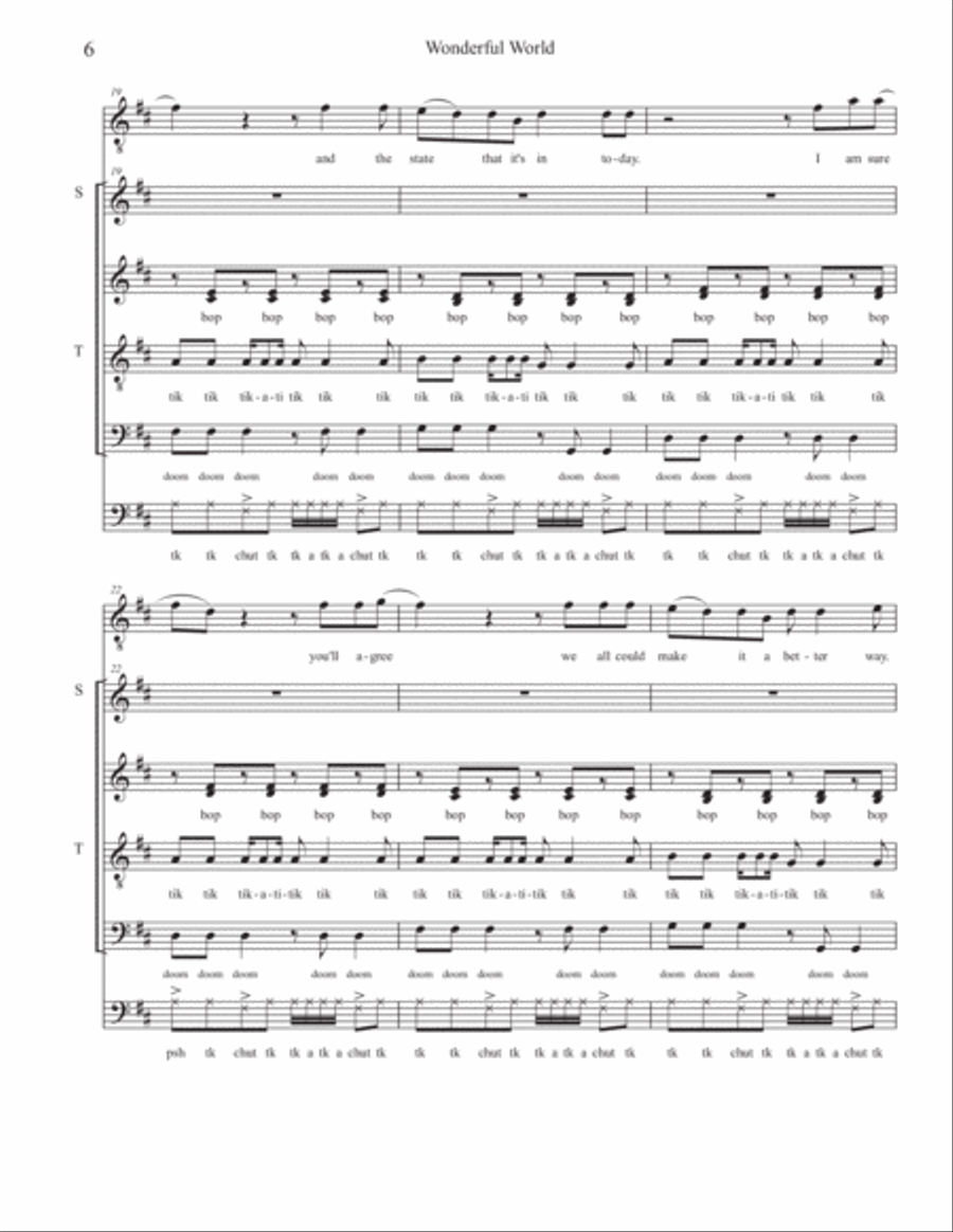 Wonderful World, Beautiful People 4-Part scores gallery preview page 6