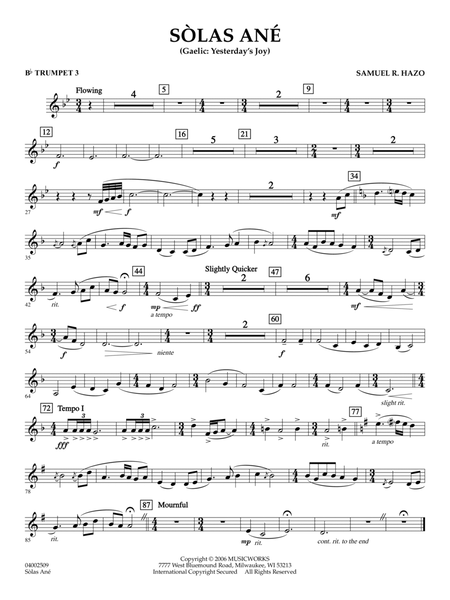 Sòlas Ané (Yesterday's Joy) - Bb Trumpet 3