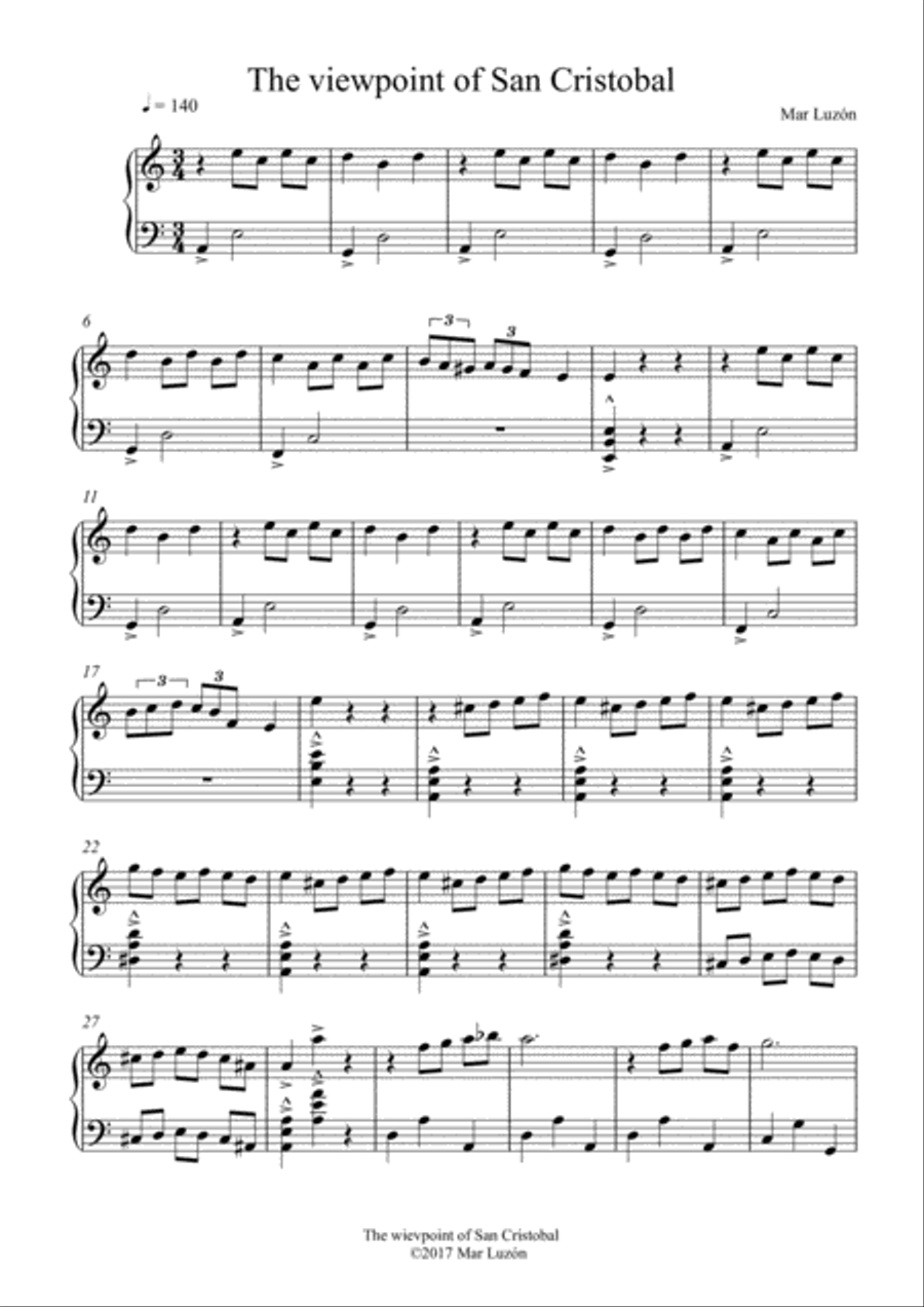 The wievpoint of San Cristobal Piano Solo scores gallery preview page 2