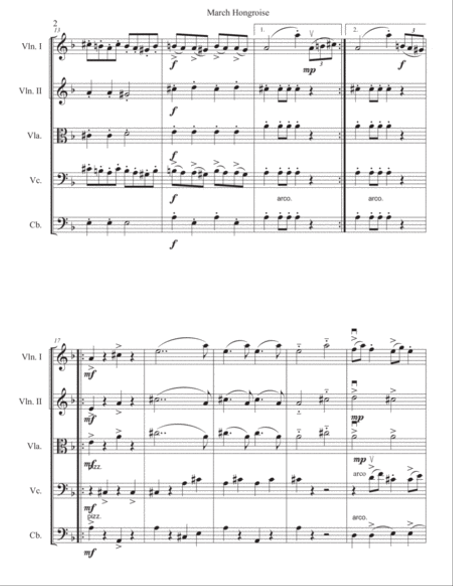 Hungarian (Rakoczi) March for String Orchestra String Quartet scores gallery preview page 2