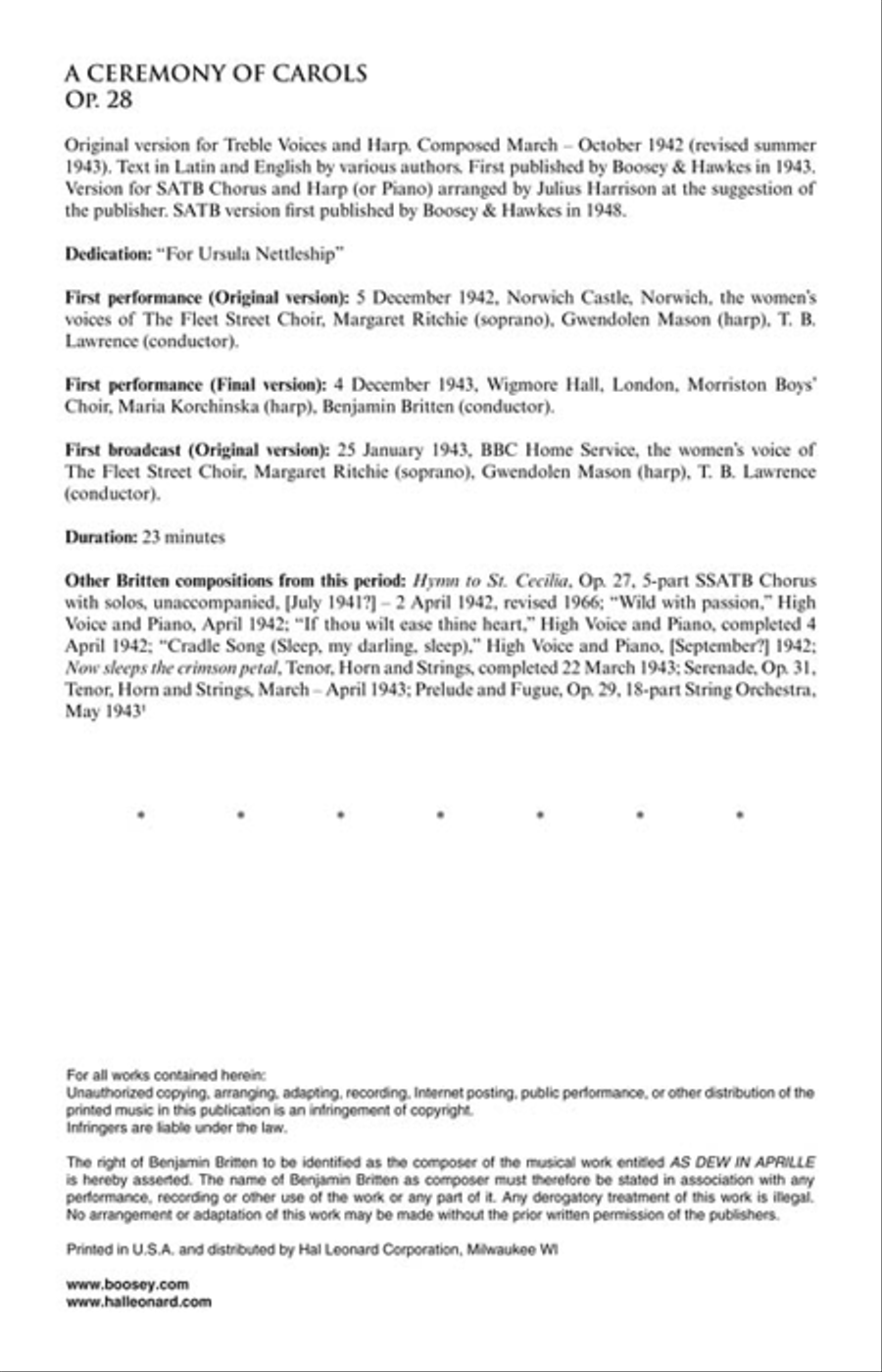 As Dew in Aprille (from A Ceremony of Carols) 4-Part scores gallery preview page 3