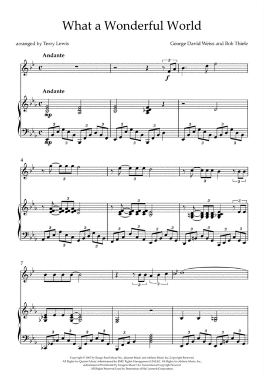 What A Wonderful World Horn scores gallery preview page 1