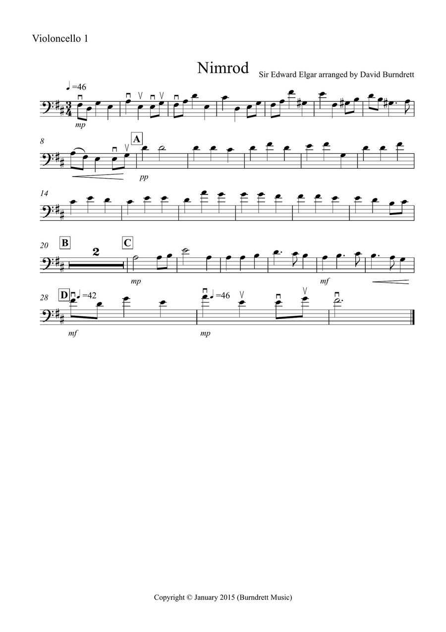 Nimrod (from the Enigma Variations) for Cello Quartet Cello Solo scores gallery preview page 3