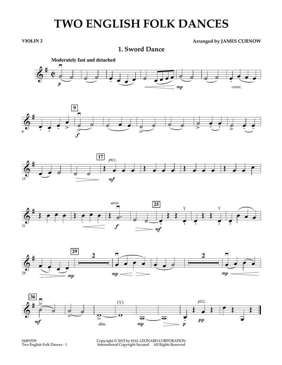 Two English Folk Dances - Violin 2 Orchestra scores gallery preview page 1