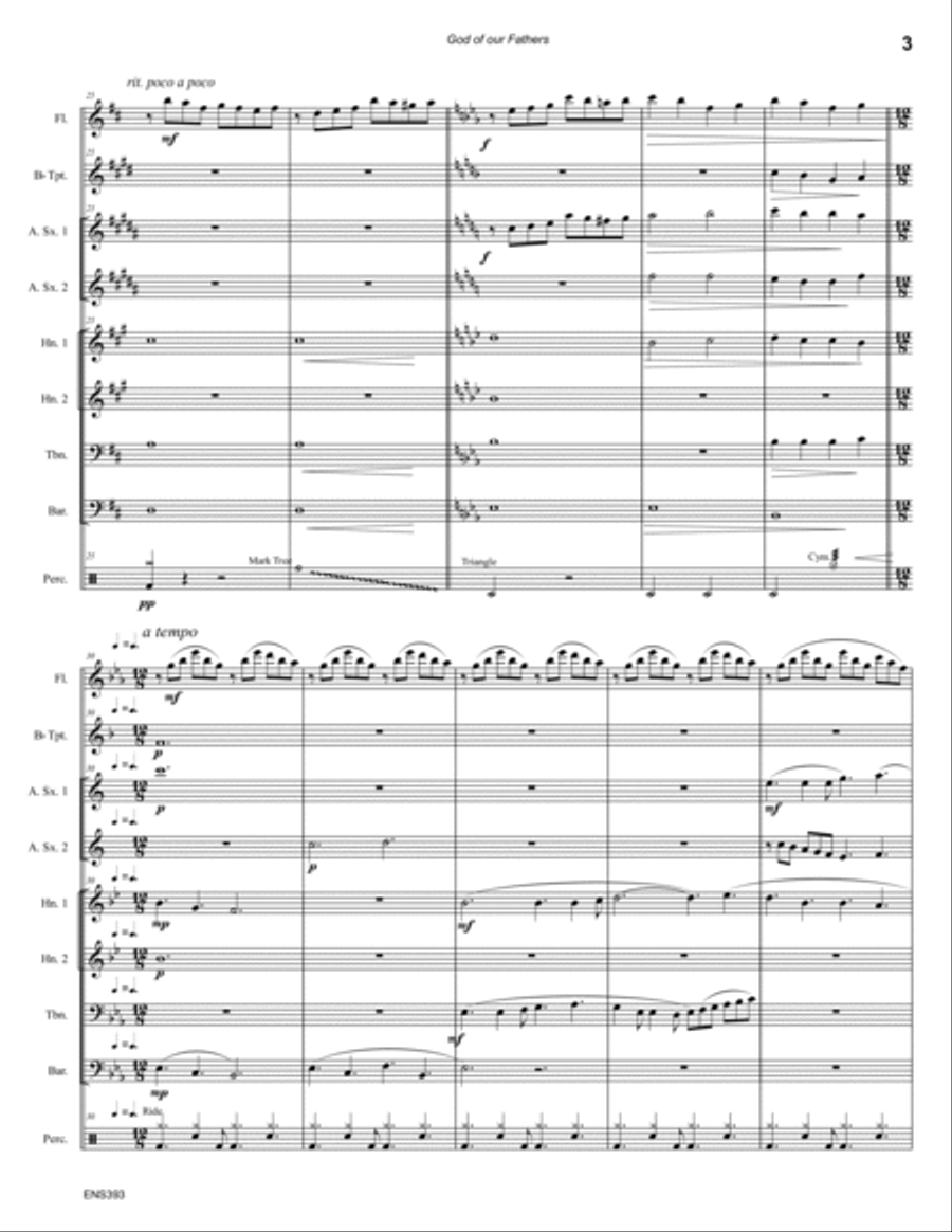 GOD OF OUR FATHERS - Mixed Ensemble or Small Band Concert Band scores gallery preview page 3