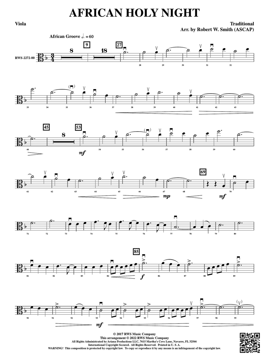 African Holy Night: Viola Viola scores gallery preview page 1