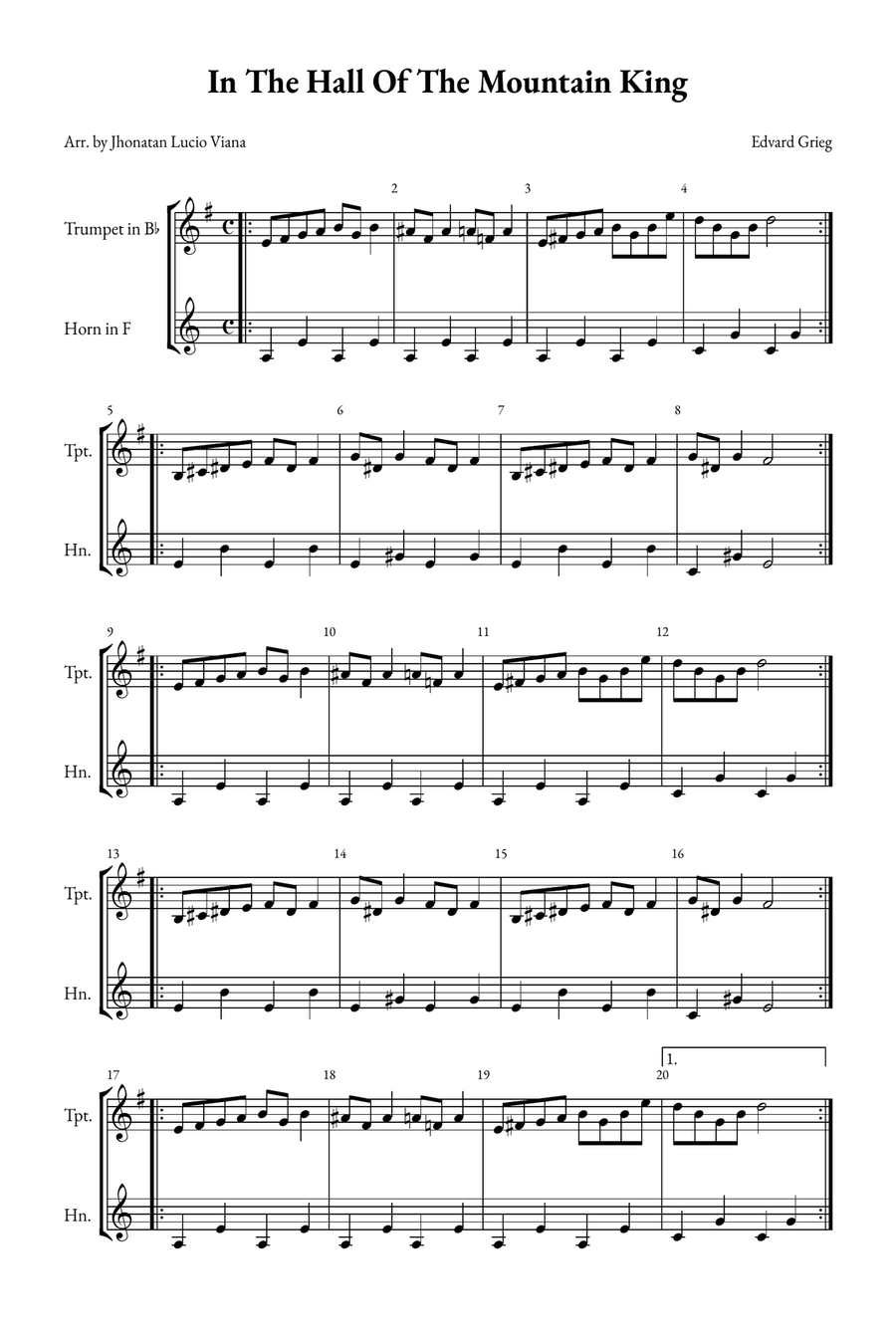 In The Hall of the Mountain King Brass Duet scores gallery preview page 1