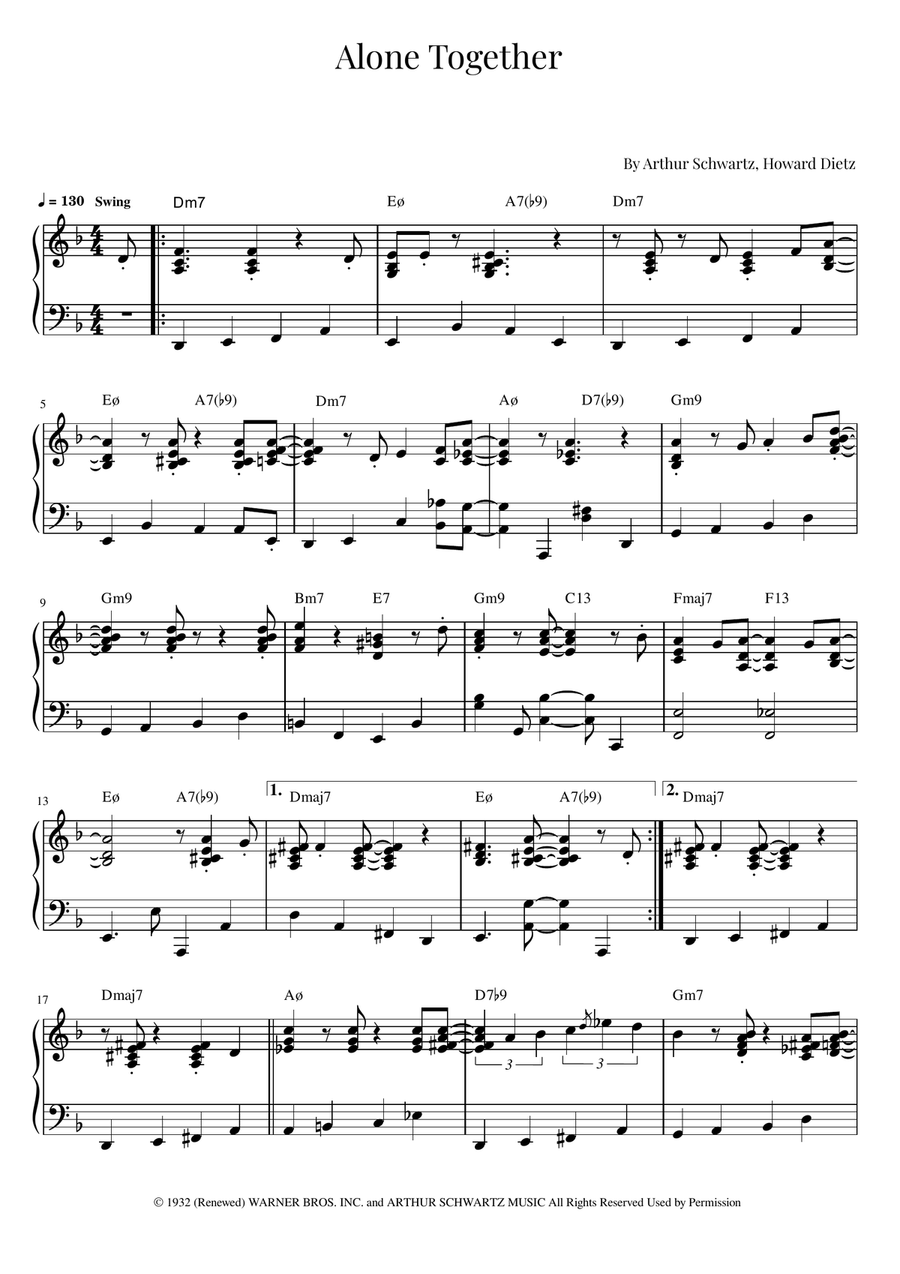 Alone Together Piano Solo scores gallery preview page 1
