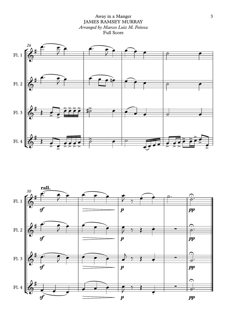 Away in a Manger - Flute Quartet Flute Quartet scores gallery preview page 5