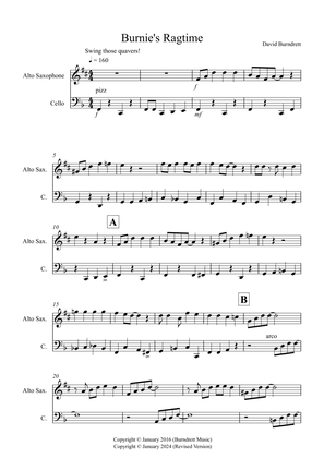 Burnie's Ragtime for Alto Saxophone and Cello Duet