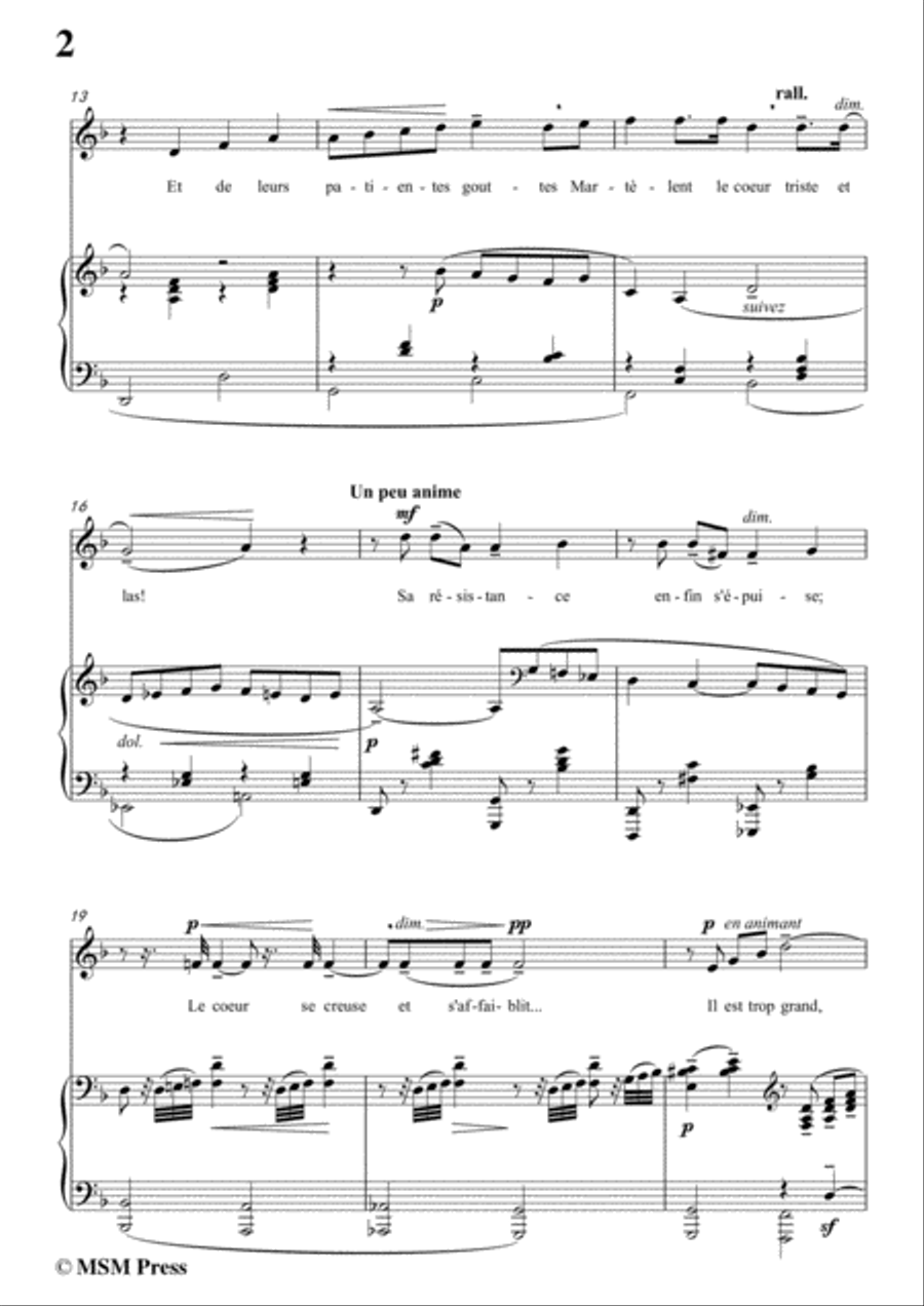 Massenet-Va!laisse couler mes larmes,from 'Werther',in d minor,for Voice and Piano image number null