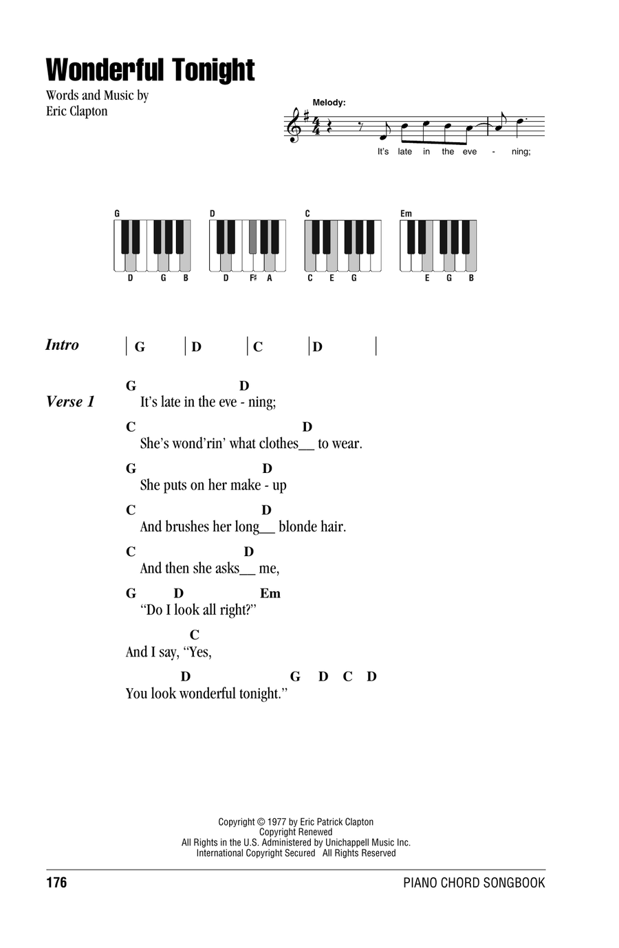 Wonderful Tonight Piano scores gallery preview page 1