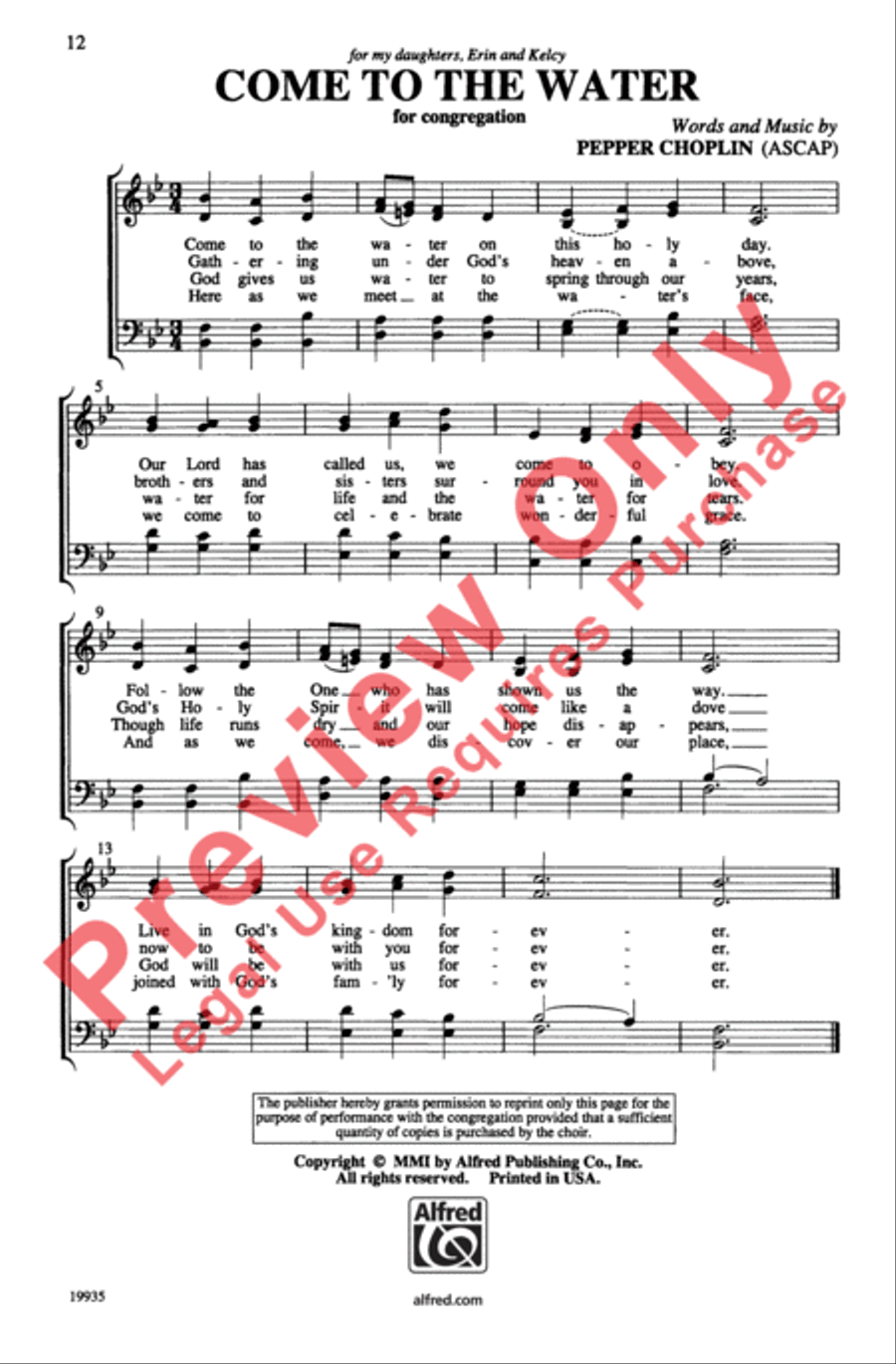 Come to the Water Come to the Water 4-Part scores gallery preview page 12