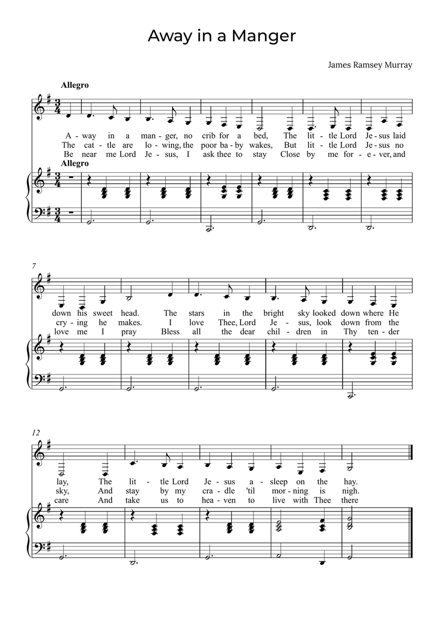 Away in a Manger - Tenor in G image number null