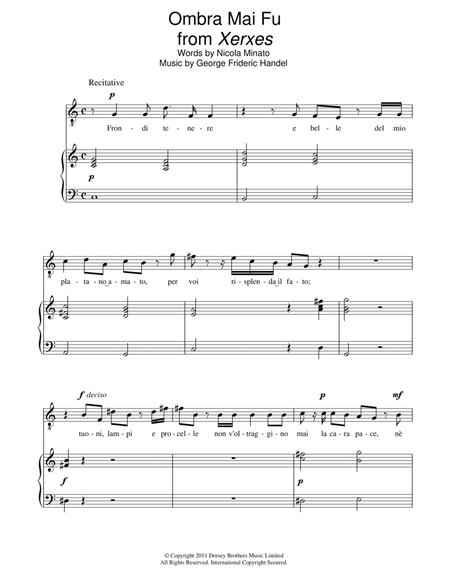 Ombra Mai Fu by Andrea Bocelli Piano, Vocal - Digital Sheet Music