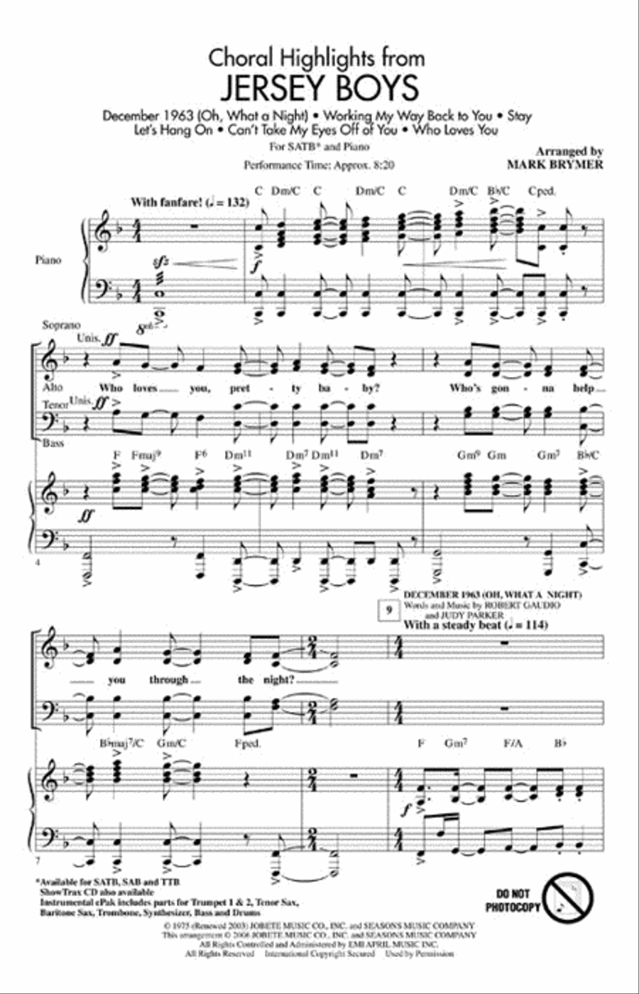 Jersey Boys (Choral Highlights) Choir scores gallery preview page 2