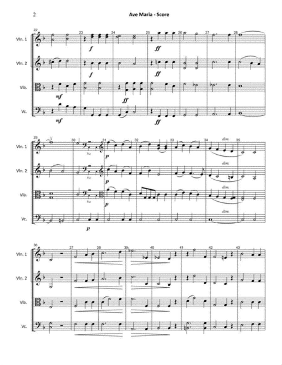 Ave Maria WAB 6 (Bruckner) STRING QUARTET String Quartet scores gallery preview page 2