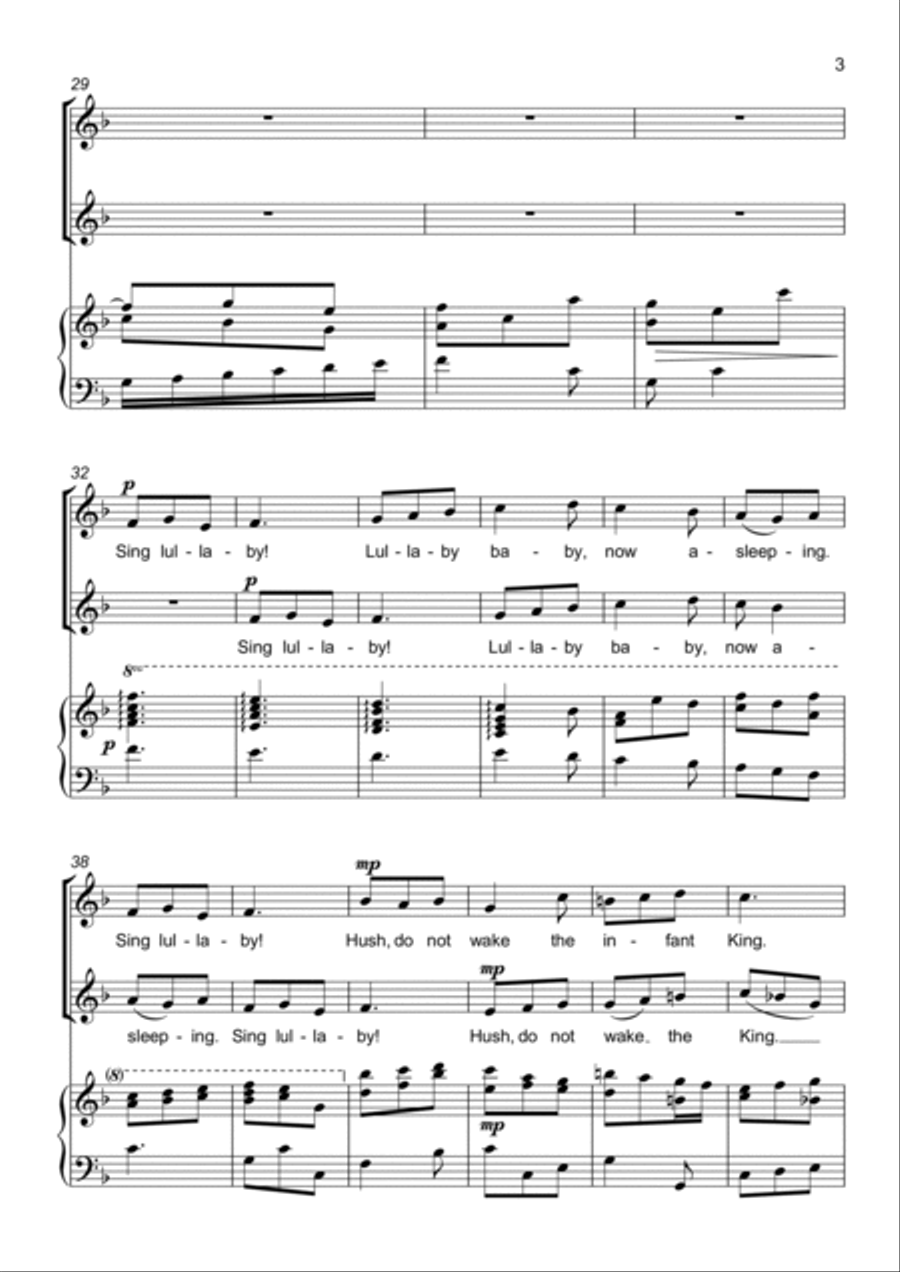 Sing Lullaby - The Infant King - Two part choir - SA - Upper Voices SA scores gallery preview page 3