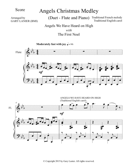 Gary Lanier: ANGELS CHRISTMAS MEDLEY (Duet – Flute & Piano with Parts) image number null
