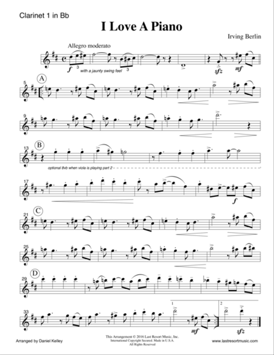 I Love a Piano for Clarinet Trio Clarinet Trio scores gallery preview page 4