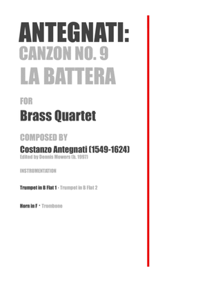 "Canzon No. 9: La Battera" for Brass Quartet - Costanzo Antegnati
