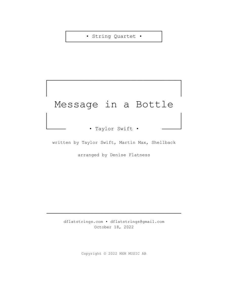 Message In A Bottle Taylor S Version From The Vault String Quartet scores gallery preview page 1