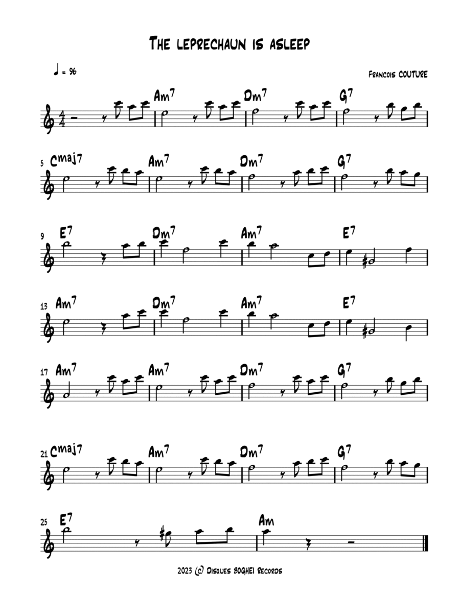 THE LEPRECHAUN IS ASLEEP Piano scores gallery preview page 1