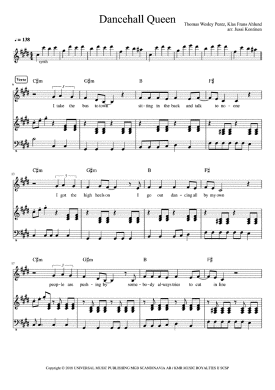 Dancehall Queen Piano, Vocal, Guitar scores gallery preview page 1