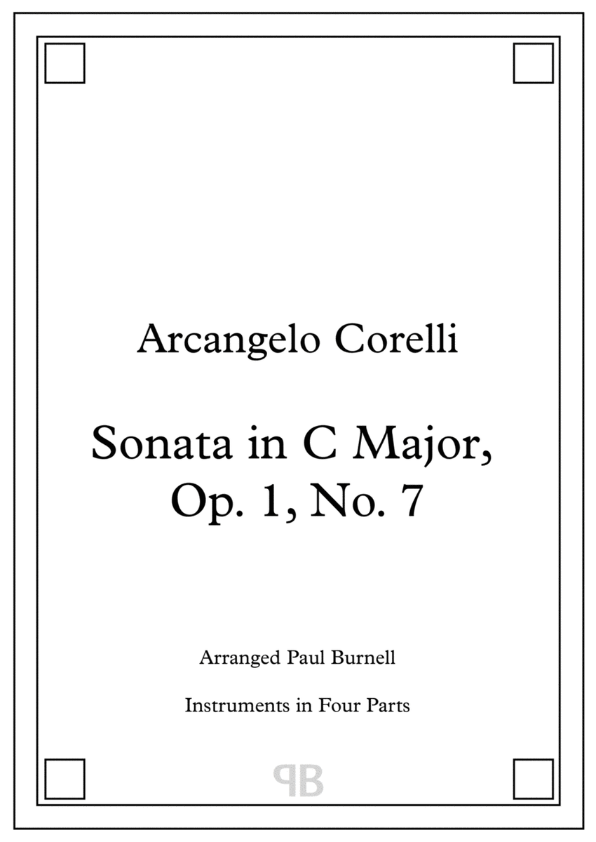Sonata in C Major, Op. 1, No. 7, arranged for instruments in four parts image number null