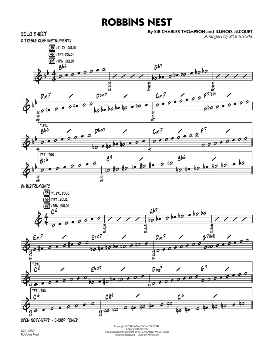 Robbins Nest - Solo Sheet Jazz Ensemble scores gallery preview page 1