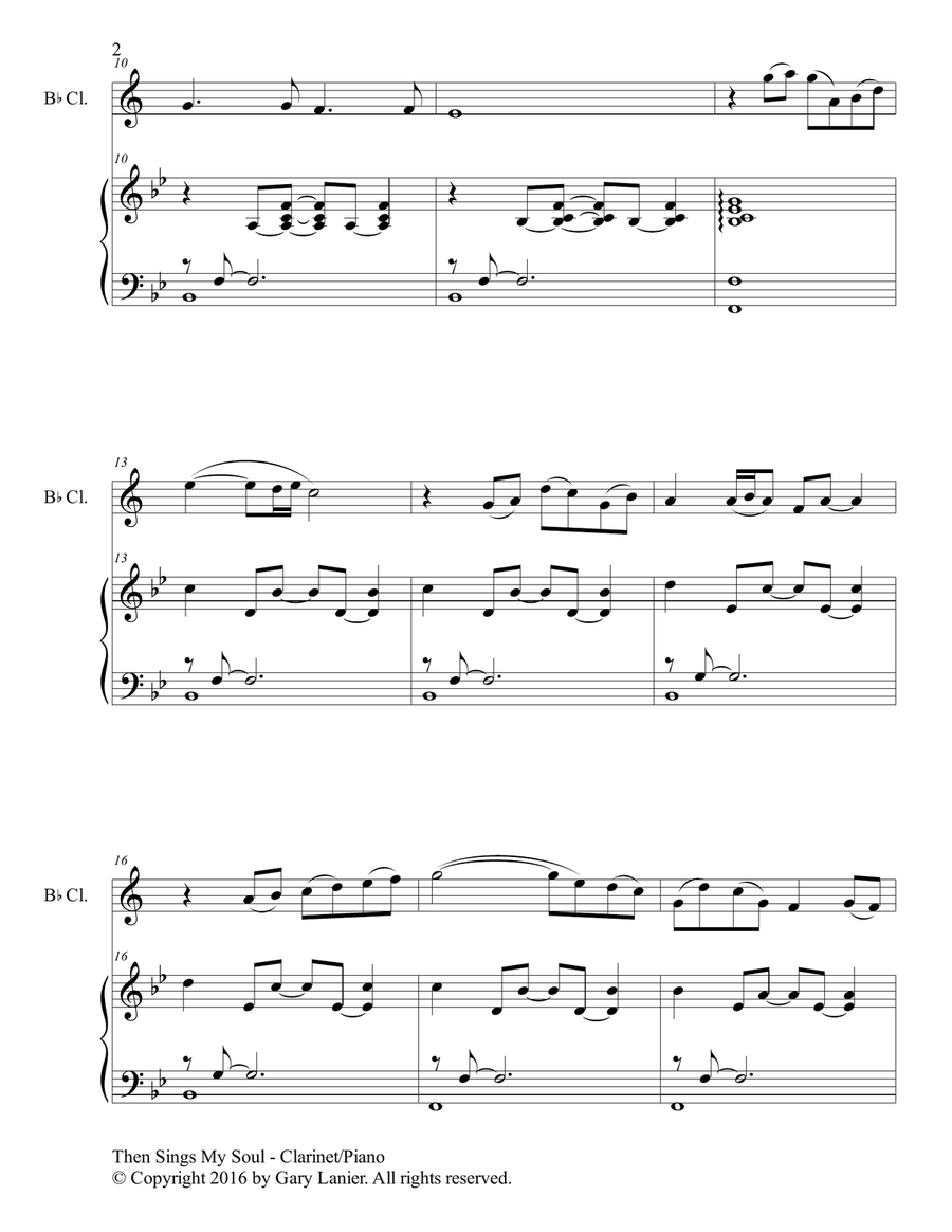 THEN SINGS MY SOUL (For Bb Clarinet & Piano with Parts) B-Flat Clarinet scores gallery preview page 3