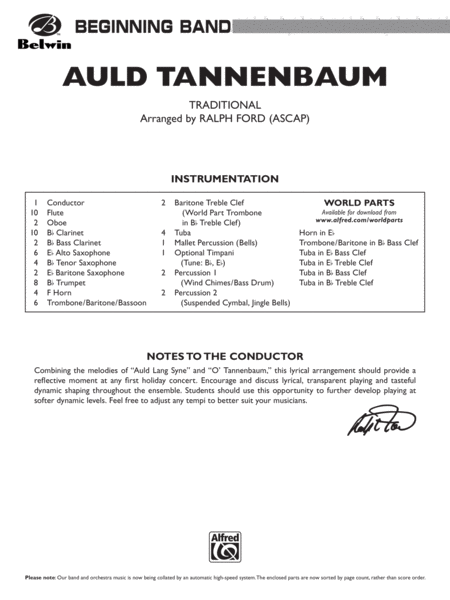 Auld Tannenbaum: Score