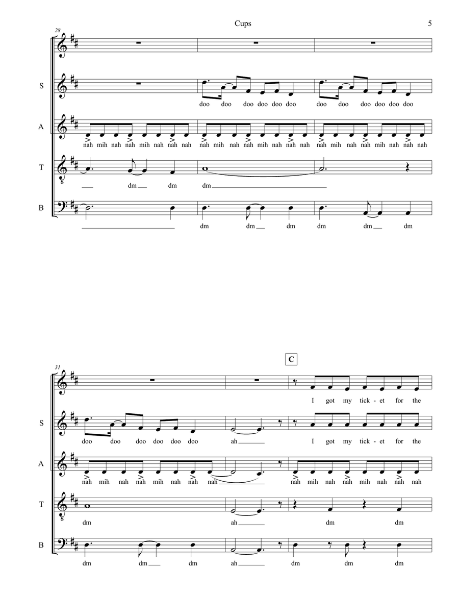 Cups (When I'm Gone) 4-Part scores gallery preview page 5