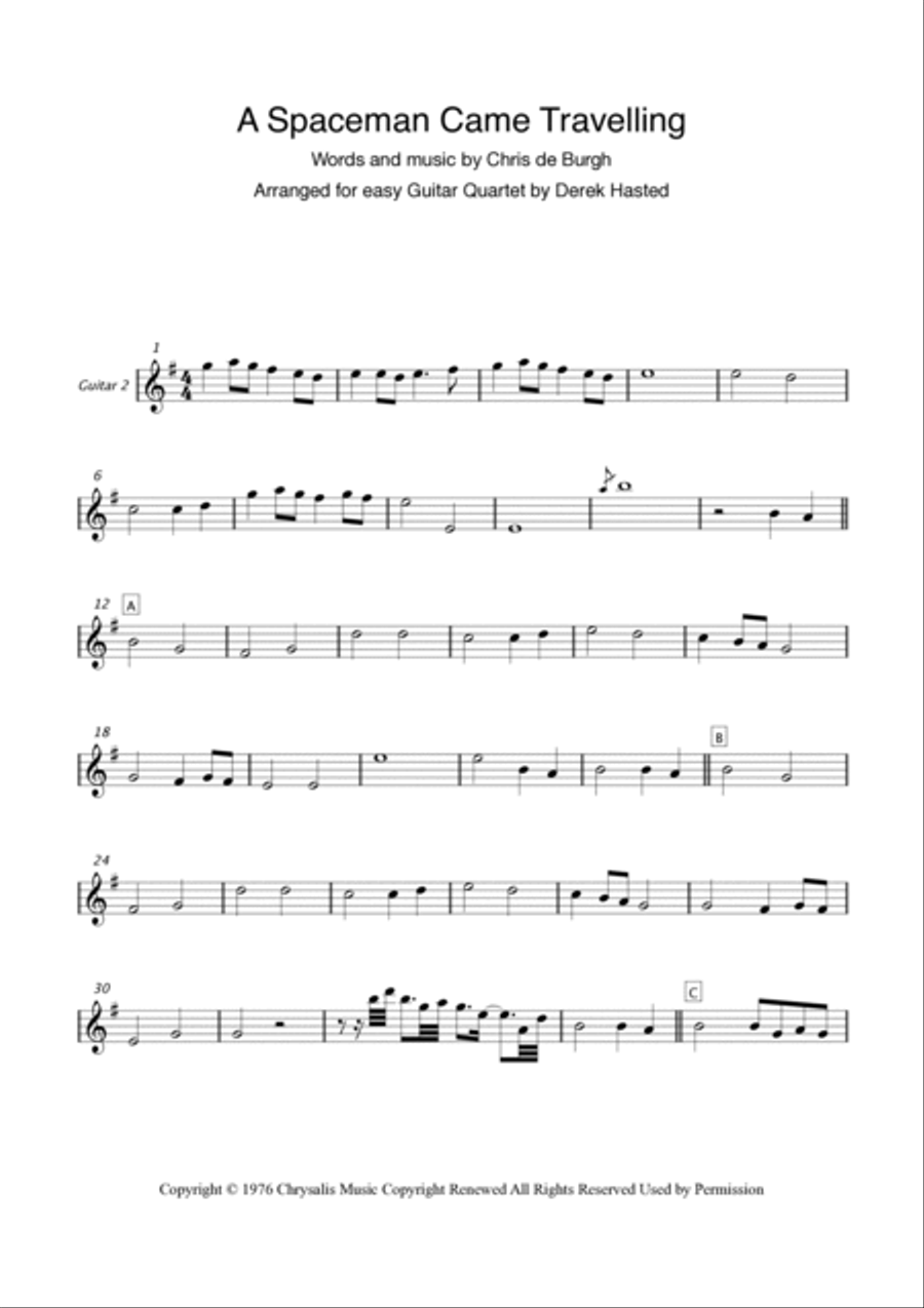 A Spaceman Came Travelling Guitar Ensemble scores gallery preview page 6