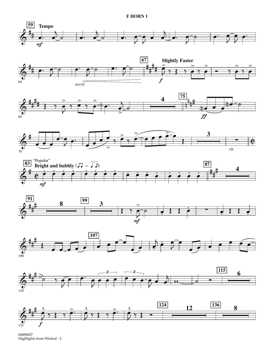 Highlights from Wicked - F Horn 1 Full Orchestra scores gallery preview page 2