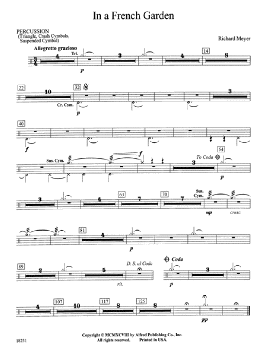 In a French Garden: 1st Percussion Concert Band scores gallery preview page 1
