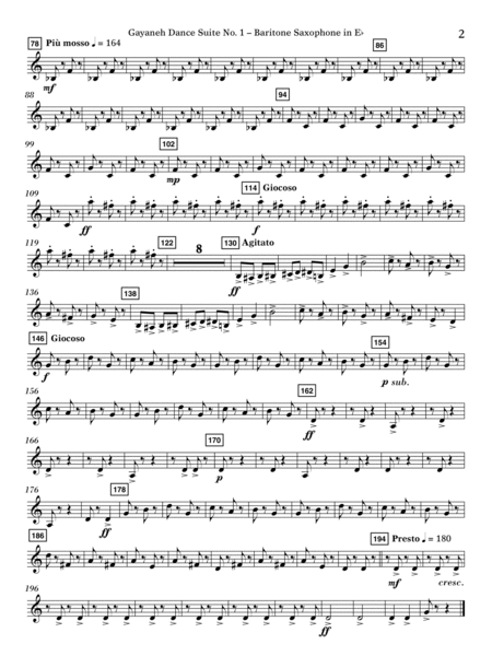 Gayenah Dance Suite No. 1 (Excerpts) (arr. Kenneth Snoeck) - Eb Baritone Sax