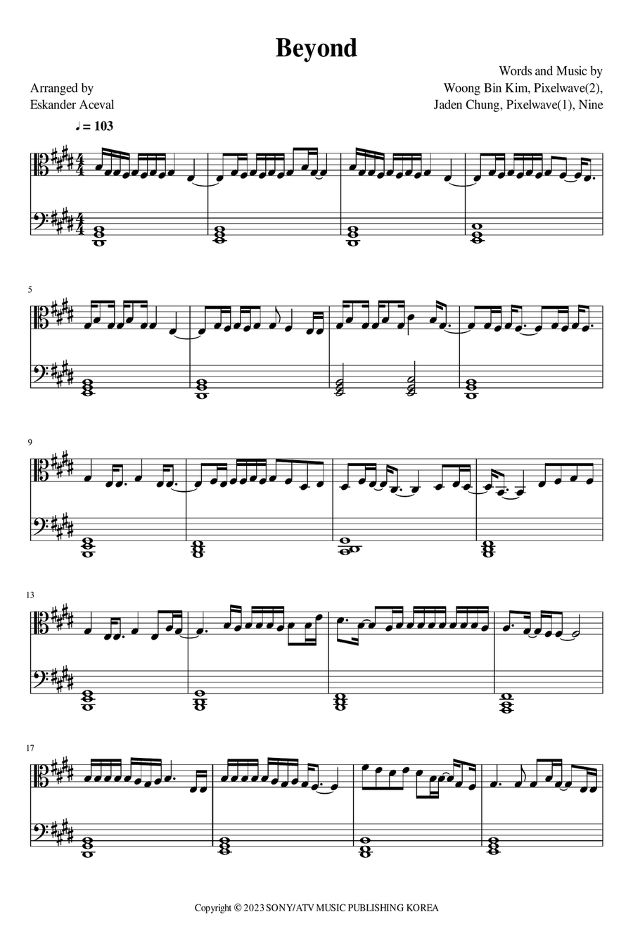 Beyond Beyond Piano Solo scores gallery preview page 1