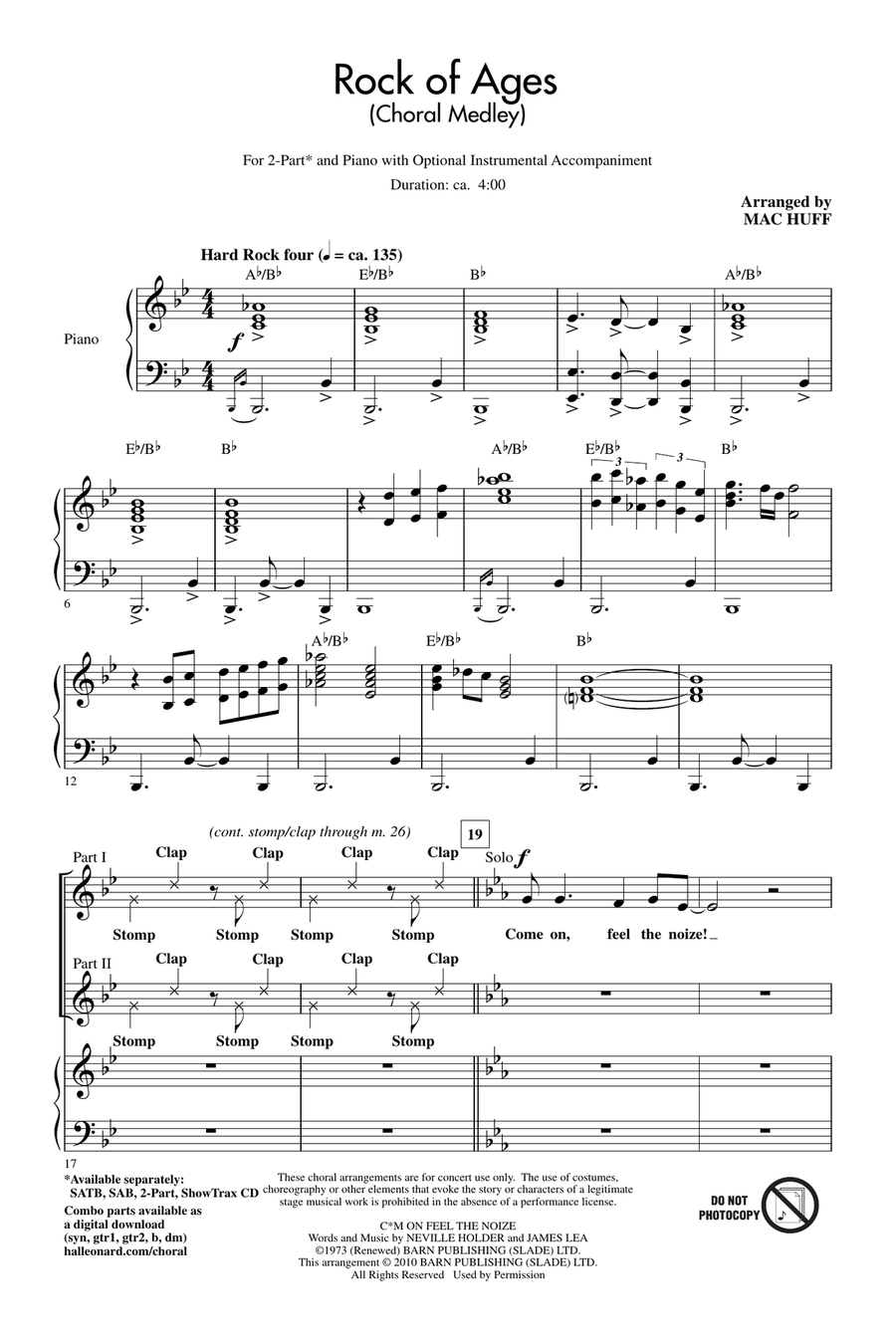 Rock Of Ages (Choral Medley) 2-Part scores gallery preview page 1