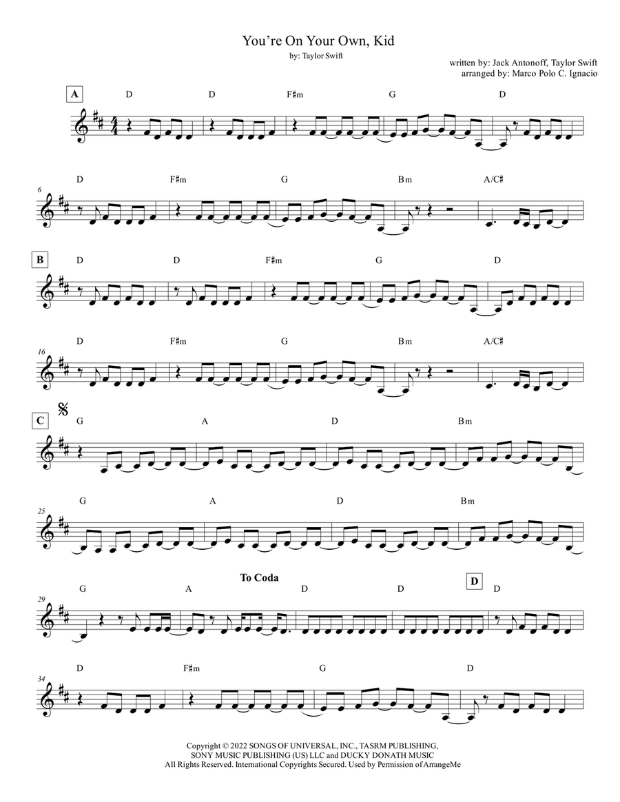 You're On Your Own, Kid Piano scores gallery preview page 1