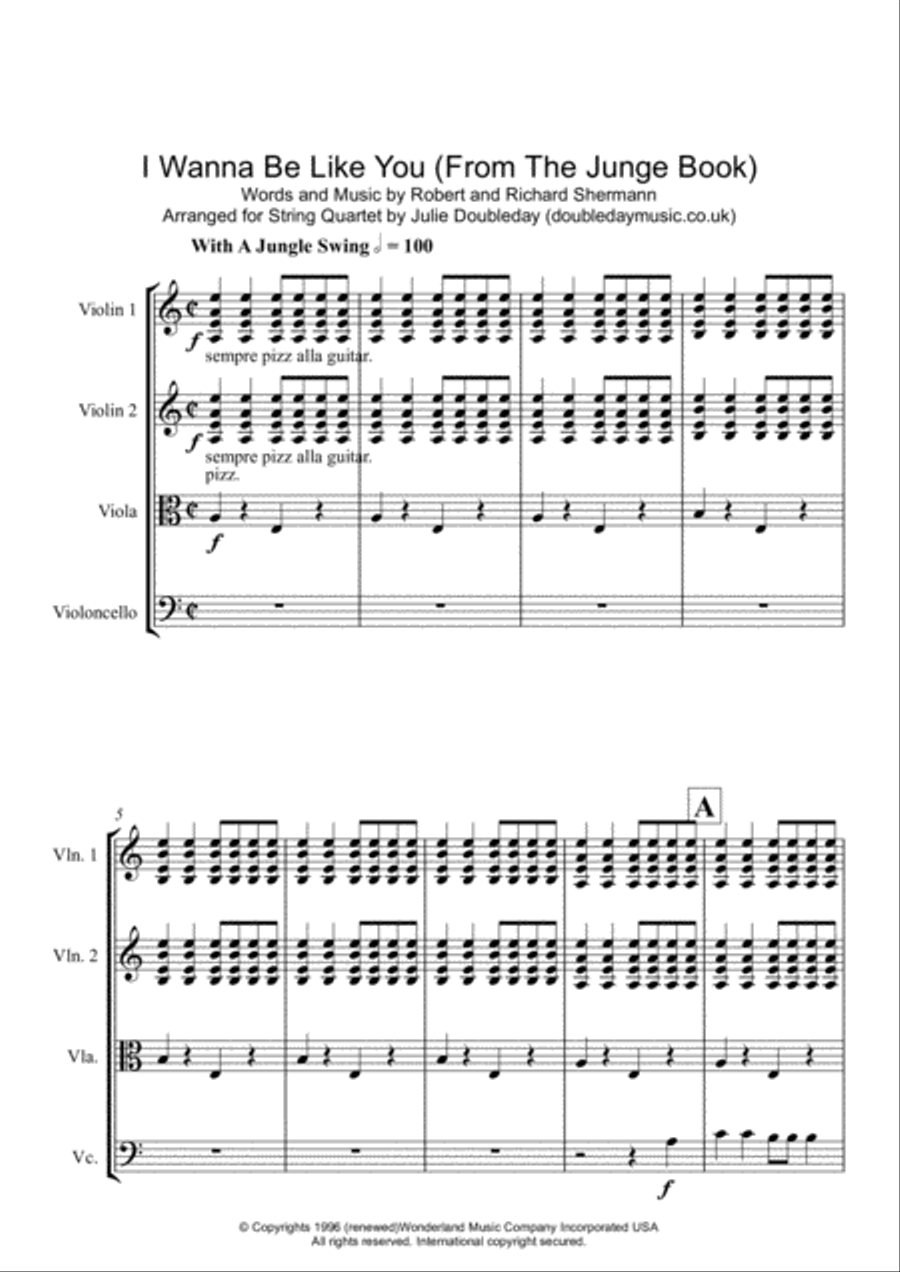 I Wanna Be Like You I Wanna Be Like You String Quartet scores gallery preview page 1