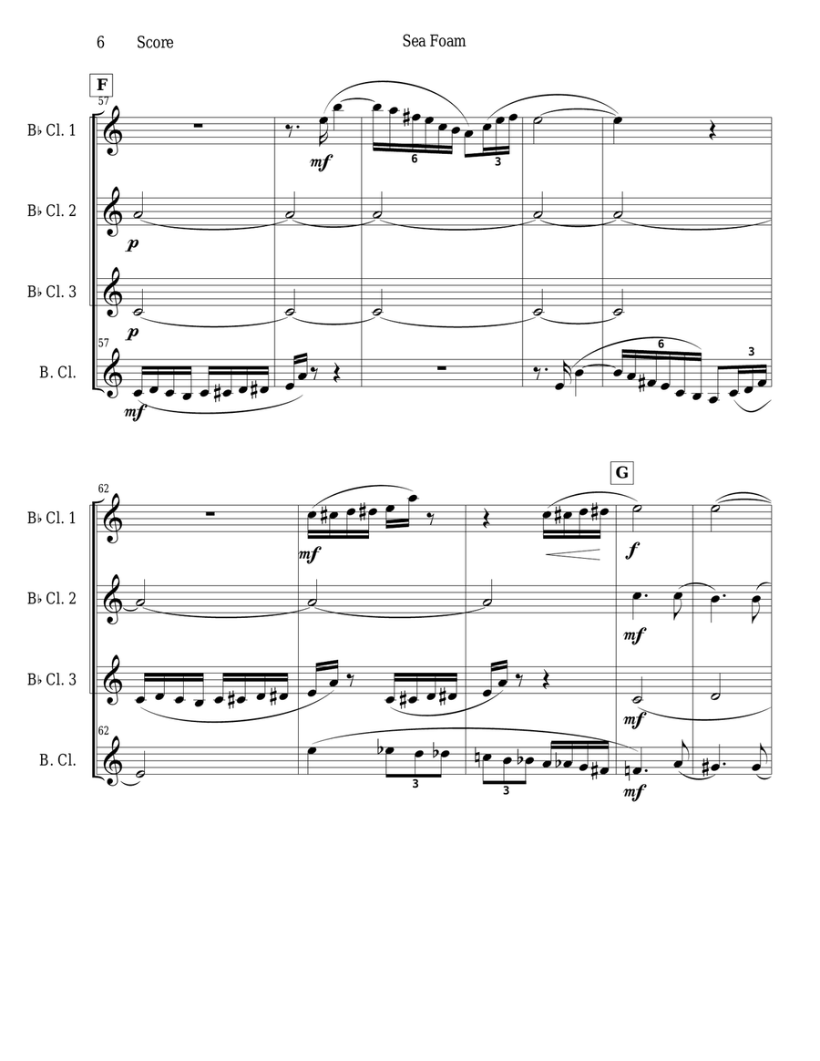 Frank Bridge - Sea-Foam set for clarinet quartet Clarinet Quartet scores gallery preview page 6