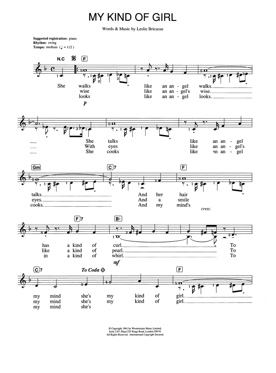 My Kind Of Girl My Kind Of Girl Piano Solo scores gallery preview page 1