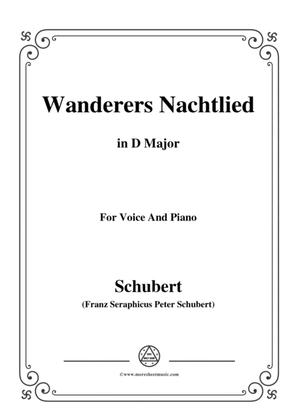 Schubert-Wanderers Nachtlied in D Major,for voice and piano
