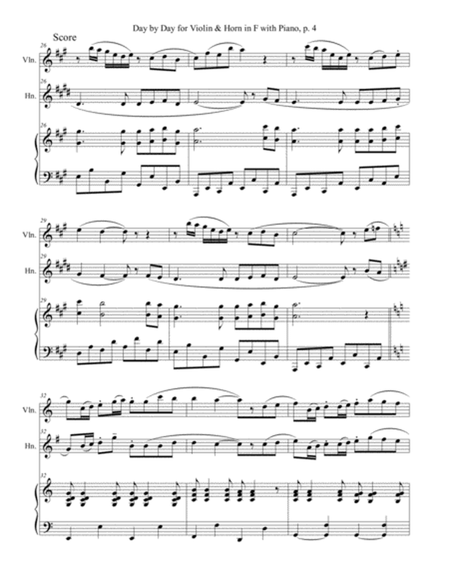 DAY BY DAY (Violin & Horn in F with Piano - Score & Part included) image number null