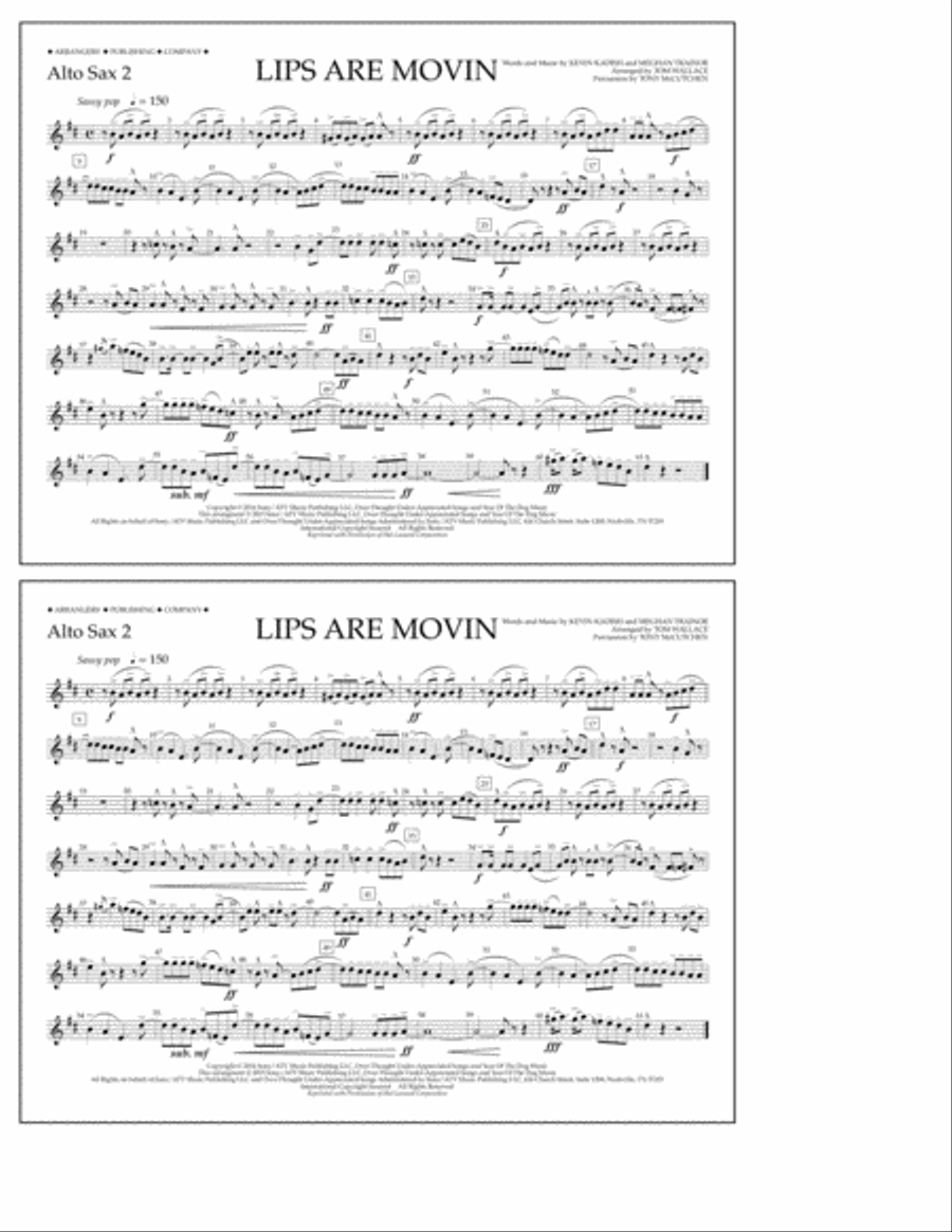 Lips Are Movin - Alto Sax 2 Marching Band scores gallery preview page 1
