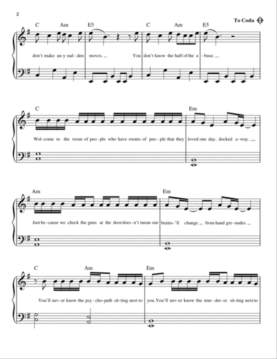 Heathens Easy Piano scores gallery preview page 2